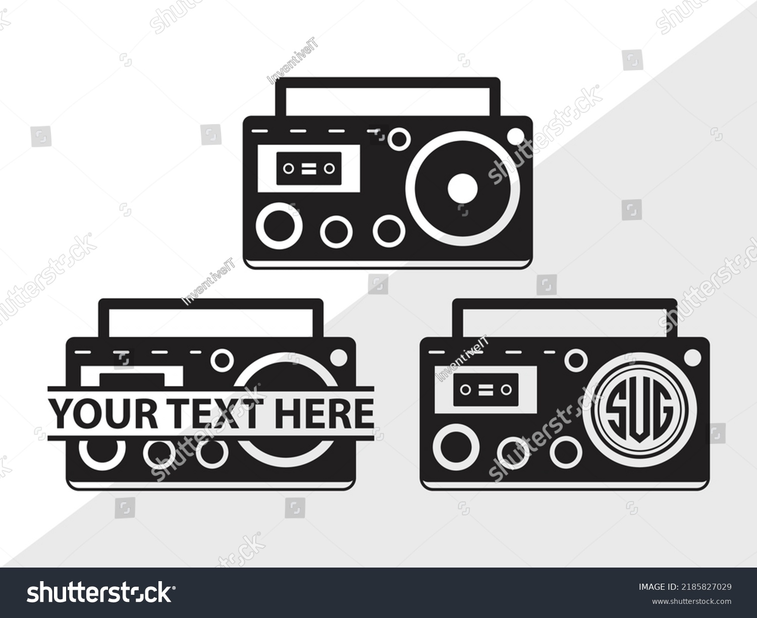 Radio Boombox Monogram Svg Printable Vector Stock Vector (Royalty Free