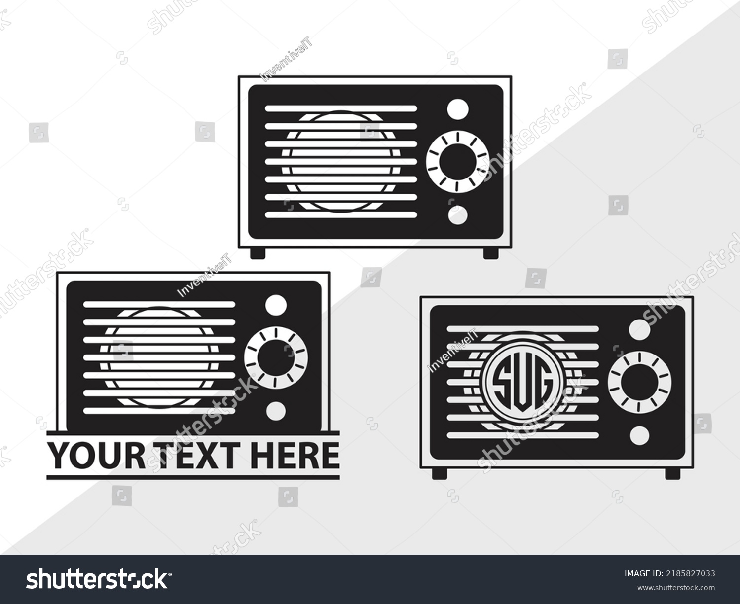 Radio Boombox Monogram Svg Printable Vector Stock Vector (Royalty Free