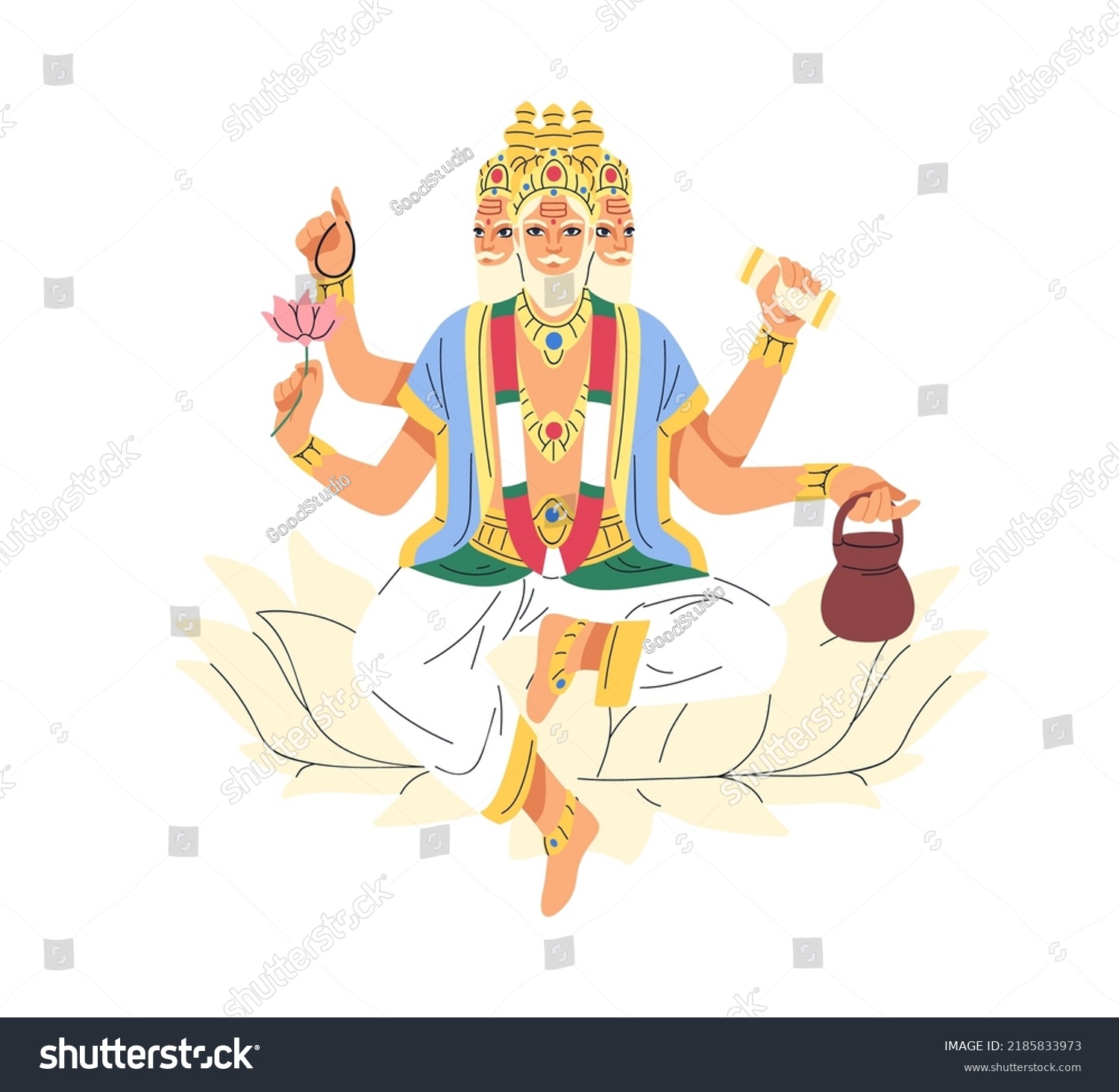 Brahma Indian Trinity God Hindu Creator Stock Vector (Royalty Free ...