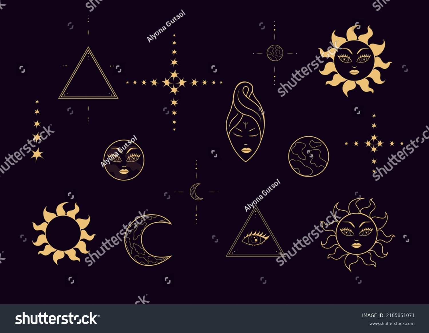 Set Magical Symbols Vector Illustrations Symbols Stock Vector (Royalty ...