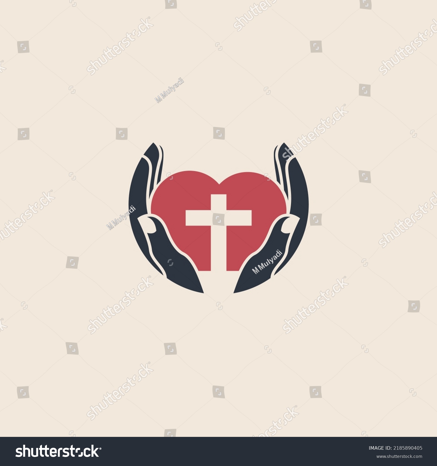 Hand Logo Design Combined Love Cross Stock Vector (Royalty Free ...