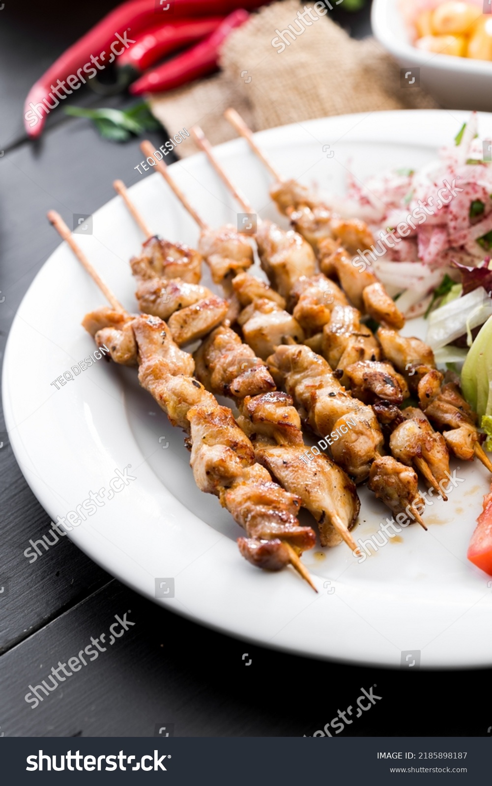 Traditional Grilled Chicken Shish Kebabs Shish Stock Photo 2185898187 ...