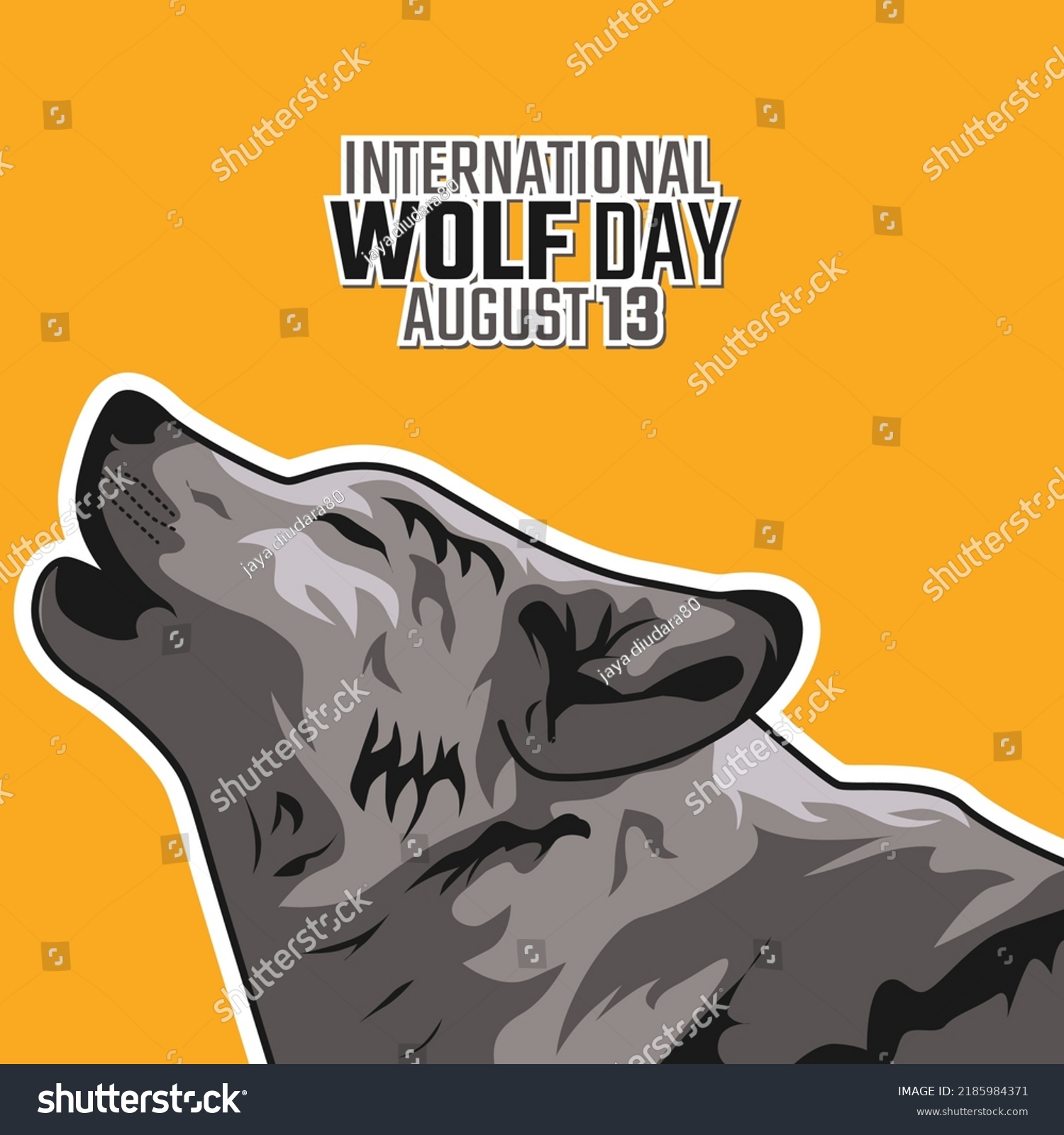 Vector Graphic International Wolf Day Good Stock Vector (Royalty Free