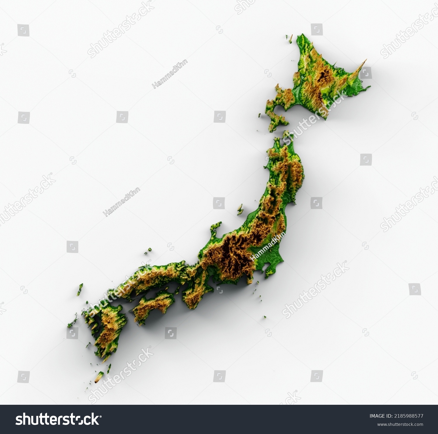 Japan Map Shaded Relief Color Height Stock Illustration 2185988577 ...