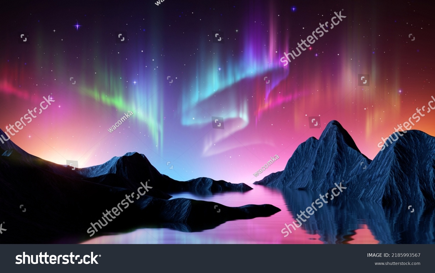 北极光抽象背景 极地天空插图中的北极光 自然现象库存插图 Shutterstock