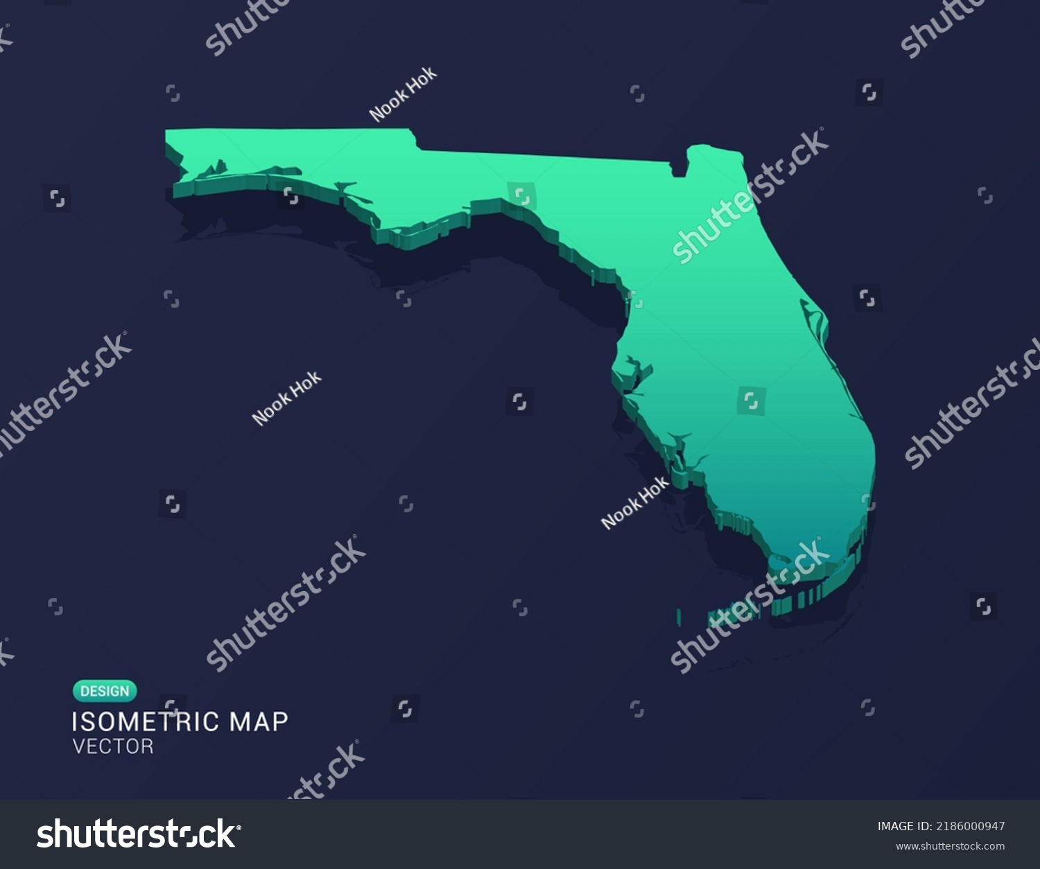 Florida Map Isometric Green Gradient Vector Stock Vector (Royalty Free ...