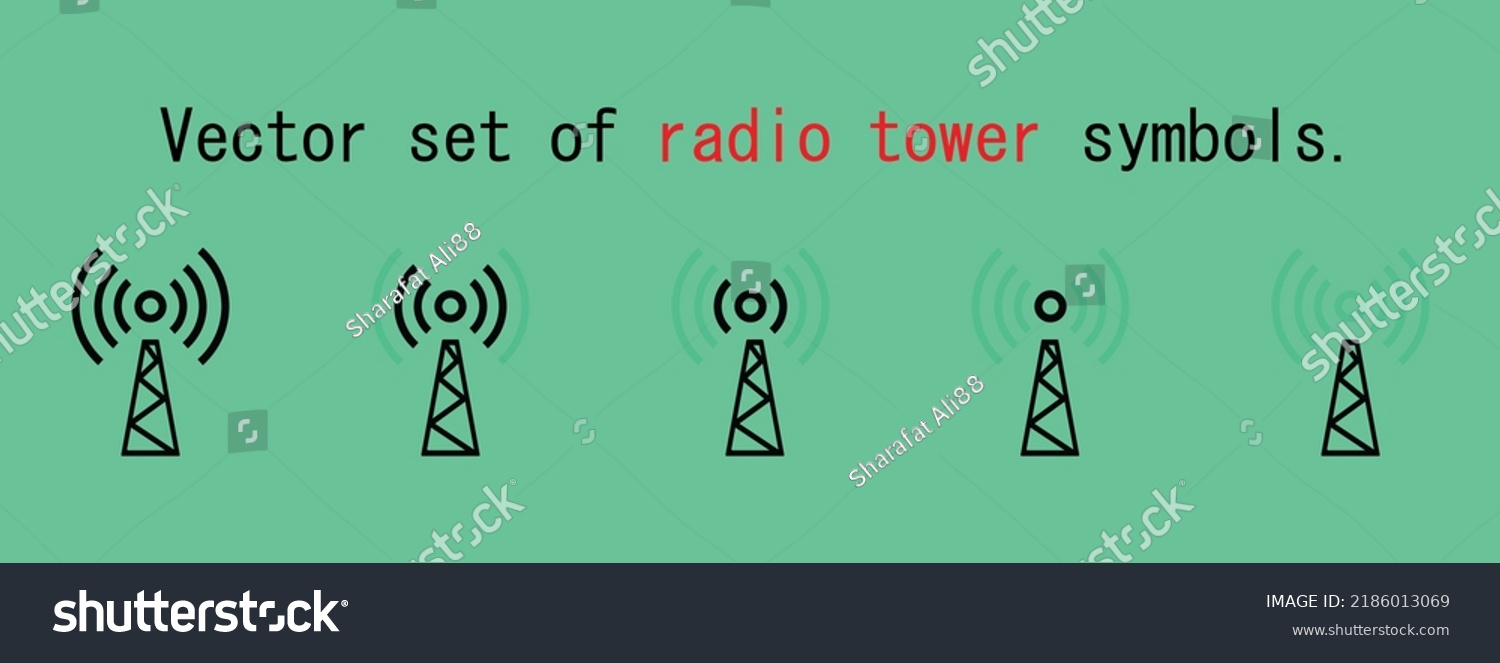 Vector Set Radio Tower Symbols Antenna Stock Vector Royalty Free