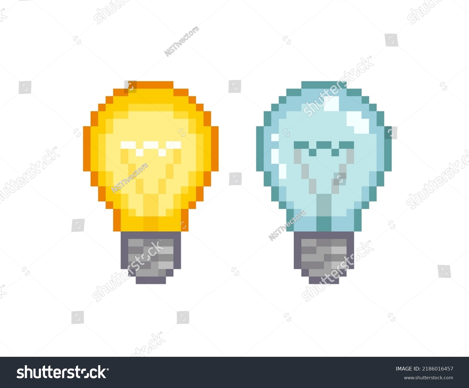 Pixel Art Incandescent Lamp Isolated Vector Stock Vector (Royalty Free ...