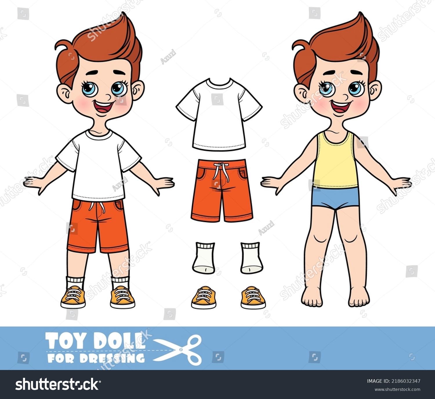 Cartoon Boy Dressed Clothes Separately White Stock Vector (Royalty Free ...