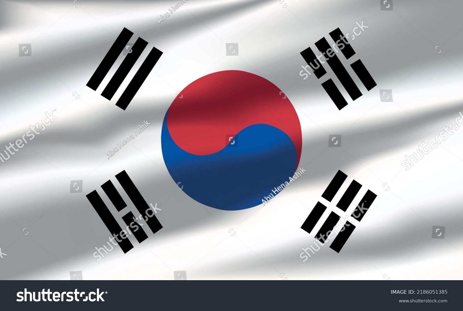 Vector South Korea Flag Waving Realistic Stock Vector (Royalty Free ...