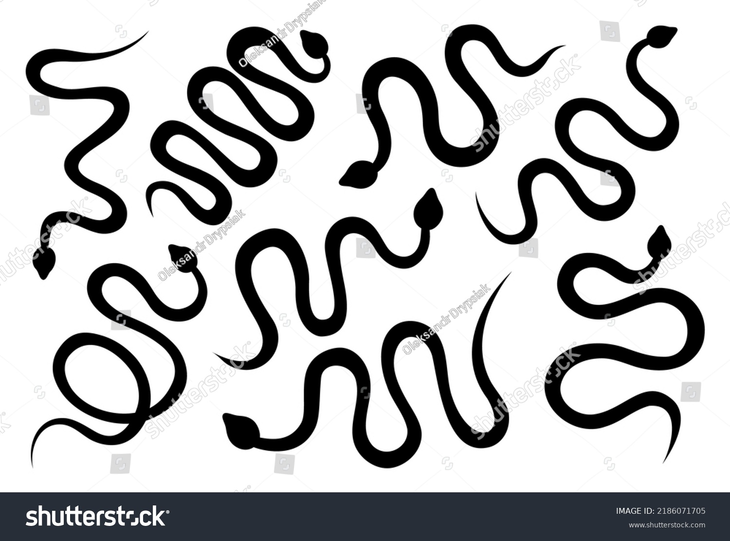 Black Snakes Silhouettes Set Tropical Toxic Stock Vector (Royalty Free ...