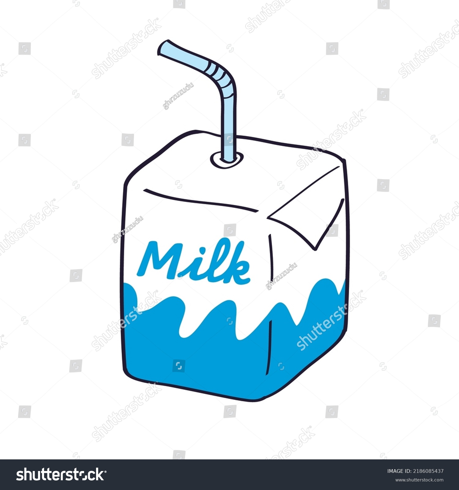 Milk Box Straw Isolated Cartoon Vector Stock Vector (Royalty Free ...