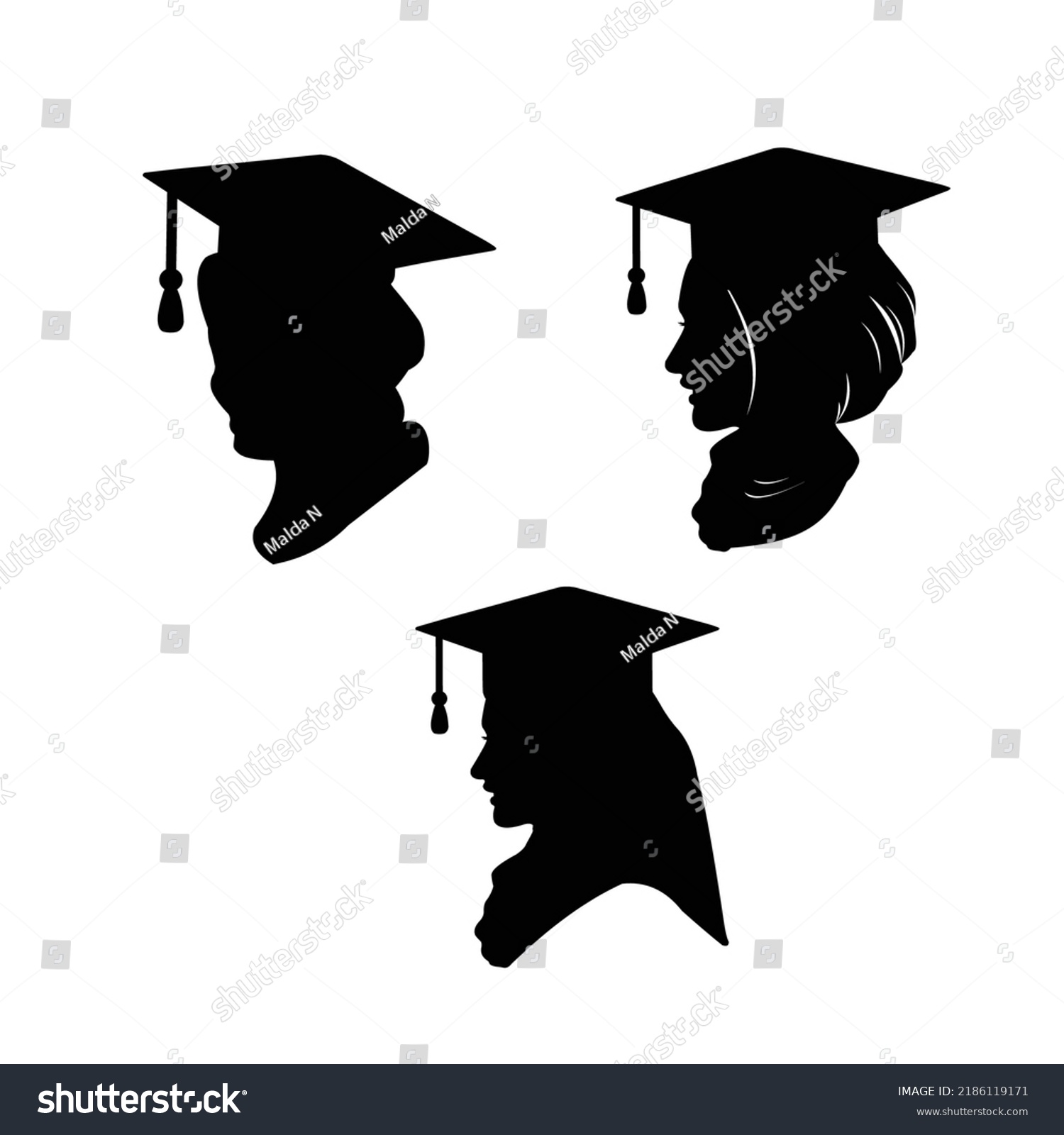 Silhouettes Hijab Girl Graduation Clothes On Stock Vector (Royalty Free ...