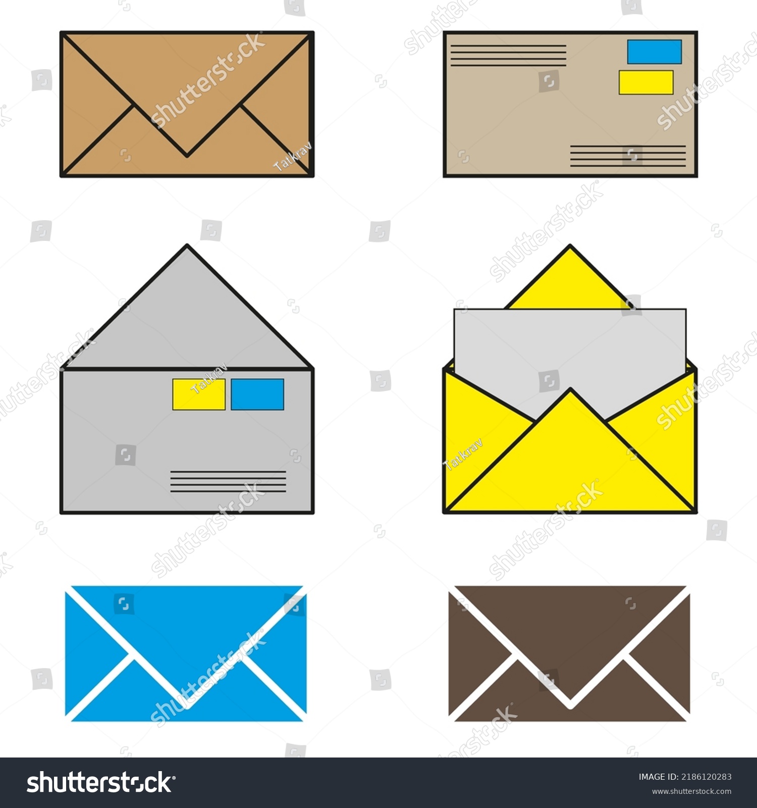 Colored Envelopes Simple Line Drawing Vector Stock Vector (Royalty Free ...