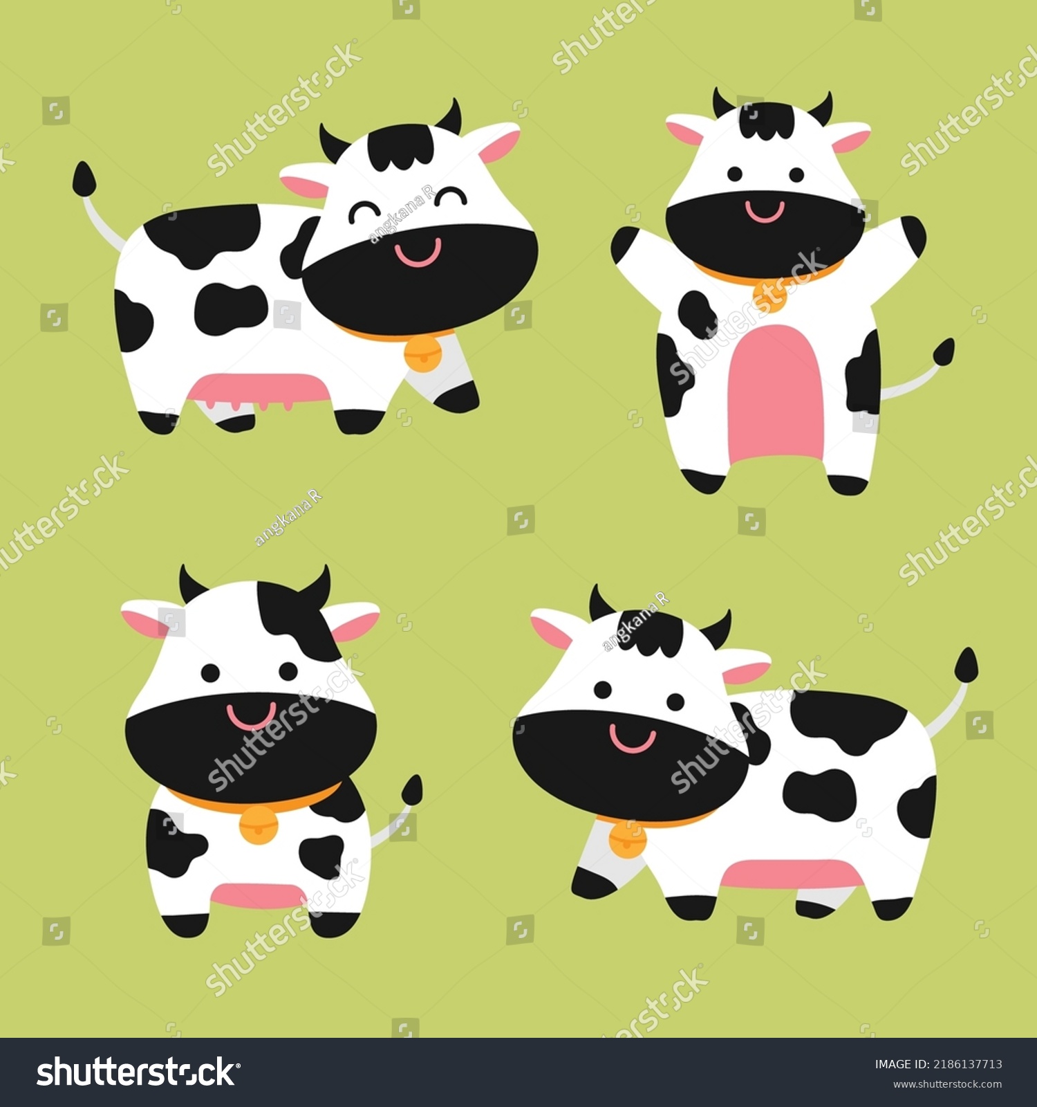 Cute Cow Cartoon Character Kids Mascot Stock Vector (Royalty Free ...