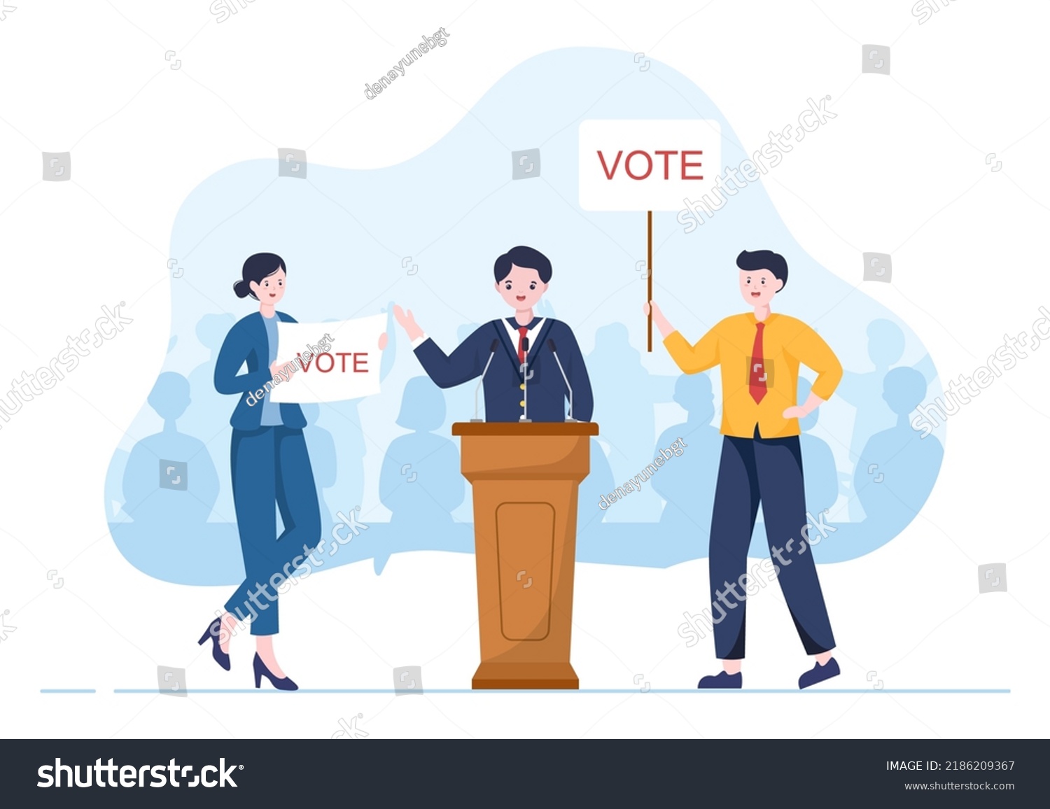 Political Candidate Cartoon Hand Drawn Illustration Stock Vector ...