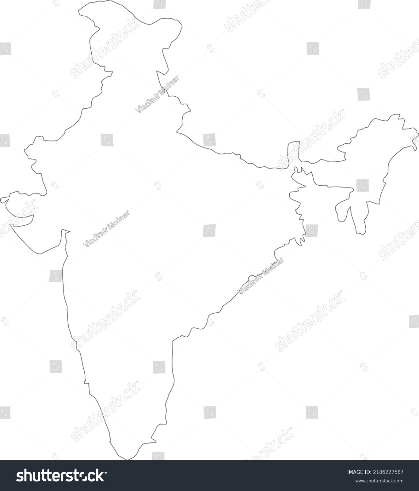 Vector Illustration India Map Stock Vector (Royalty Free) 2186227587 ...