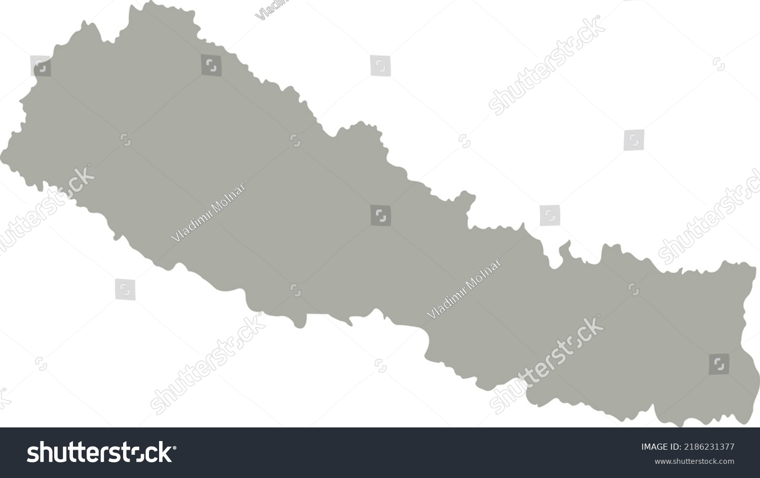 Vector Illustration Nepal Map Stock Vector (royalty Free) 2186231377 