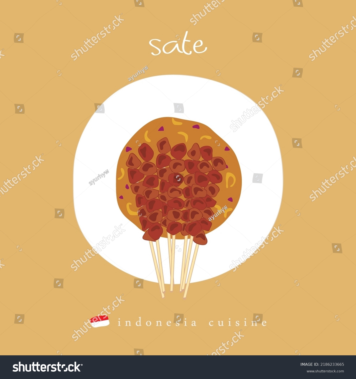 Sate Ayam Indonesia Asia Food Stock Vector Royalty Free 2186233665