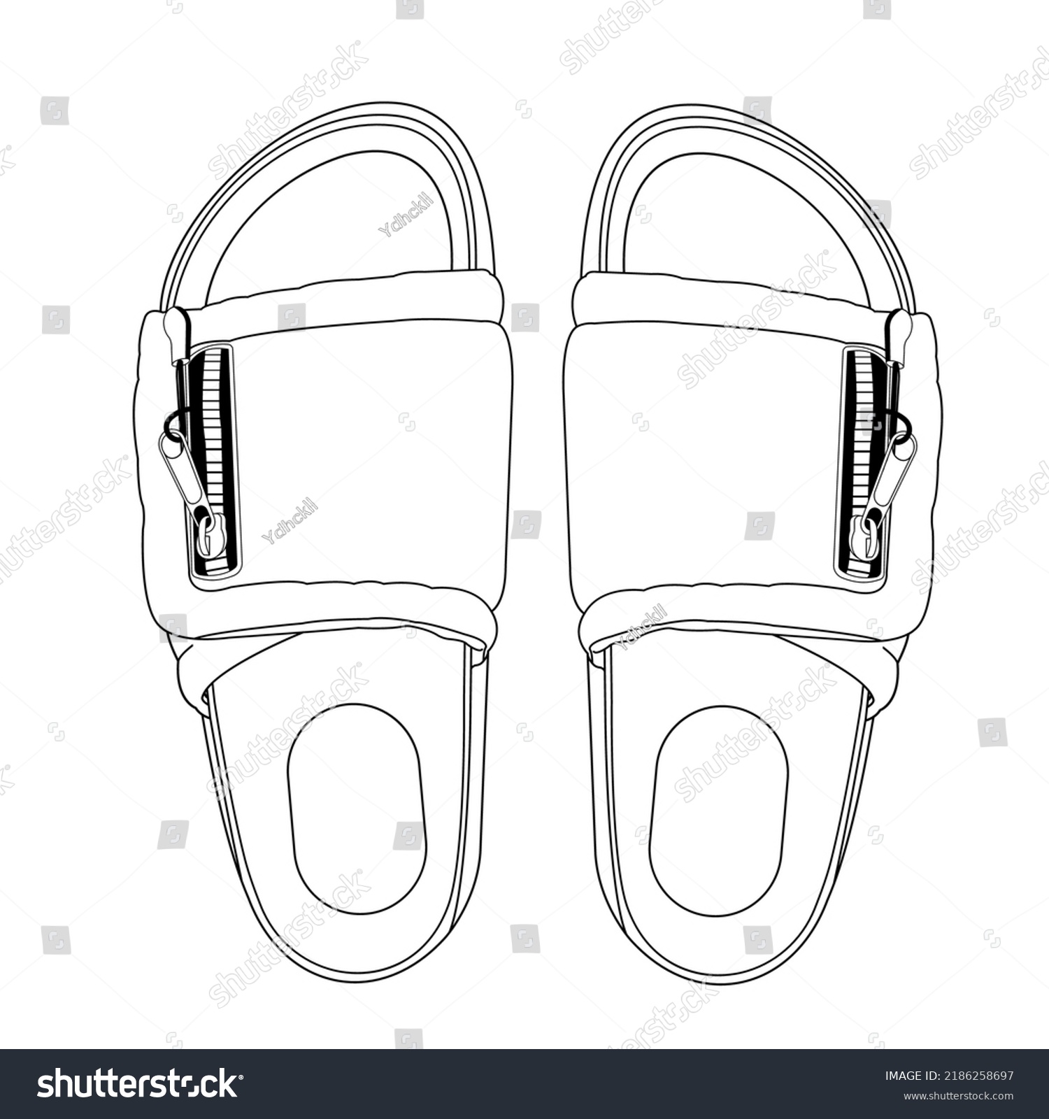 Outline Sandal Vector Black White Design Stock Vector (Royalty Free ...