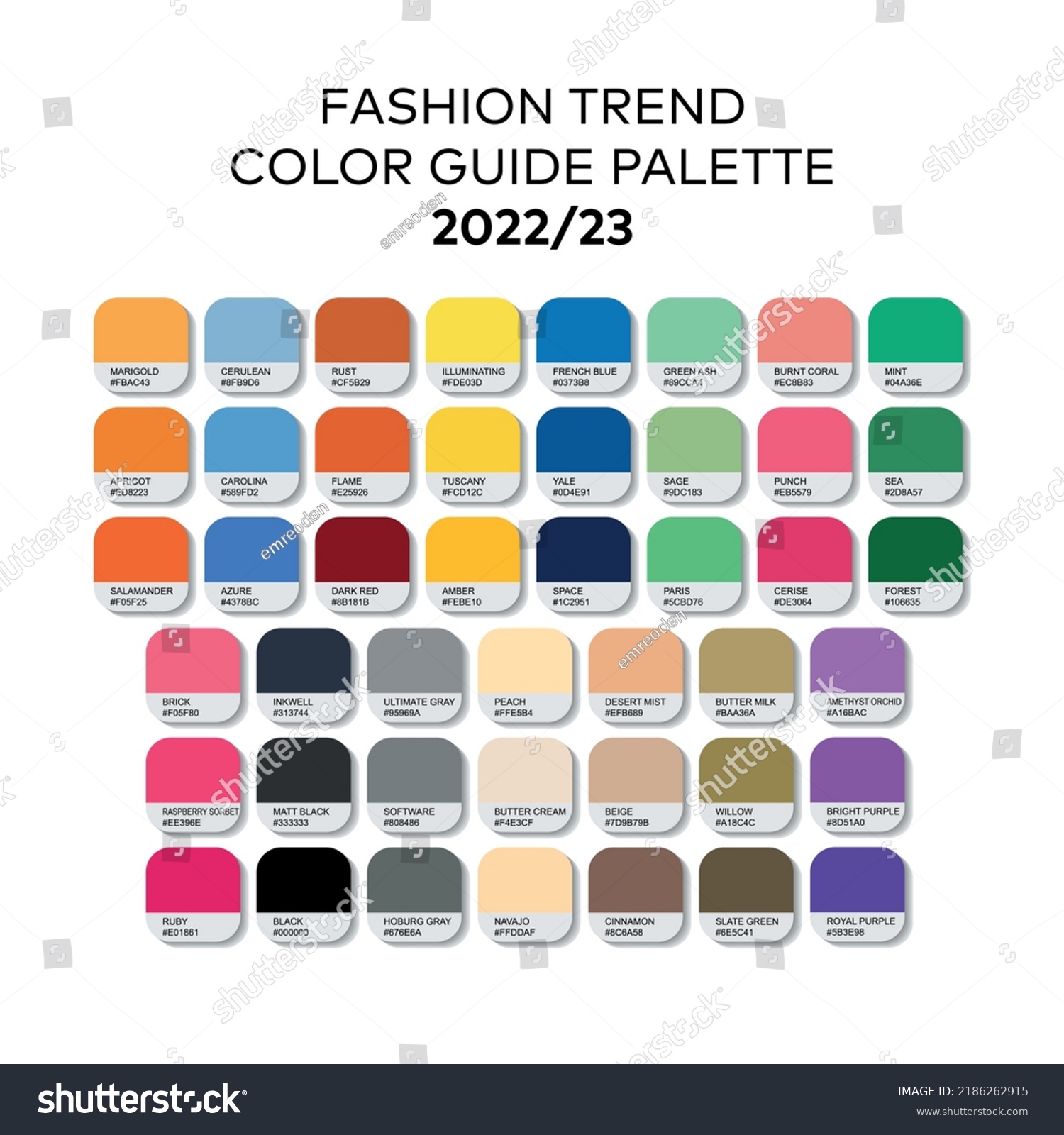 Fashion Trend Color Guide Palette 20222023 Stock Vector (Royalty Free ...