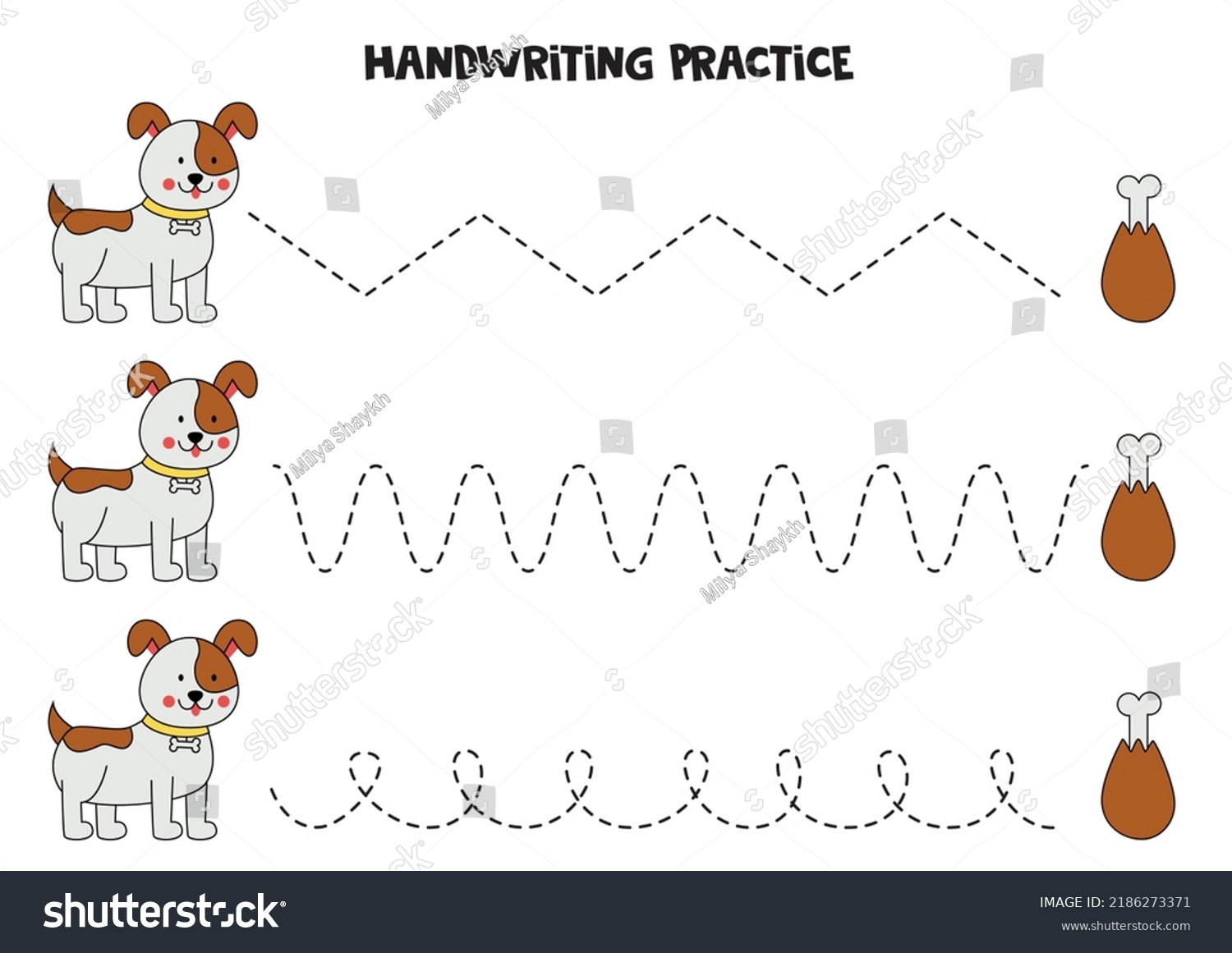 Tracing Lines Kids Cute Puppy Bone Stock Vector (Royalty Free ...