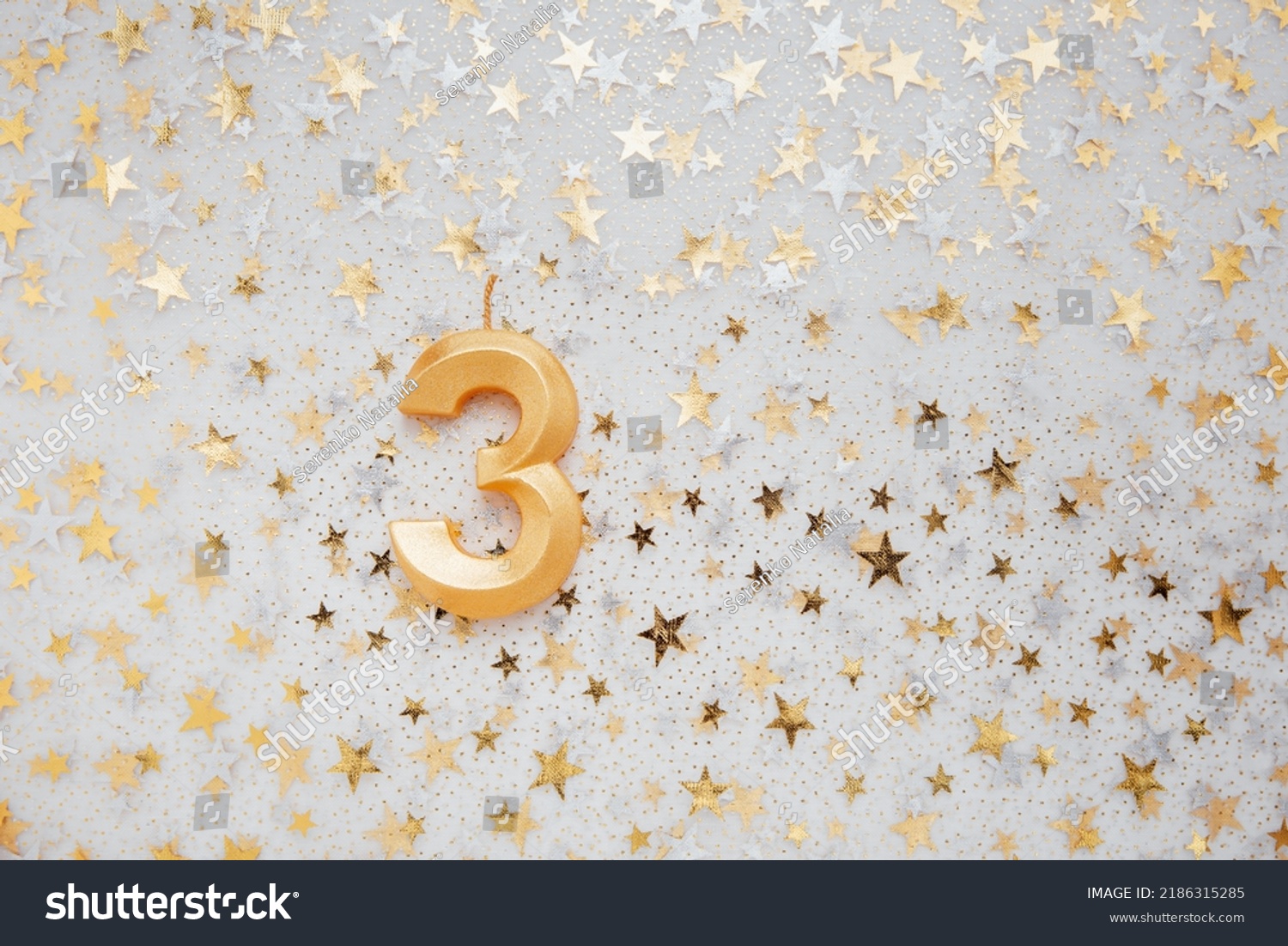 Number 3 Three Golden Celebration Birthday Stock Photo 2186315285 ...