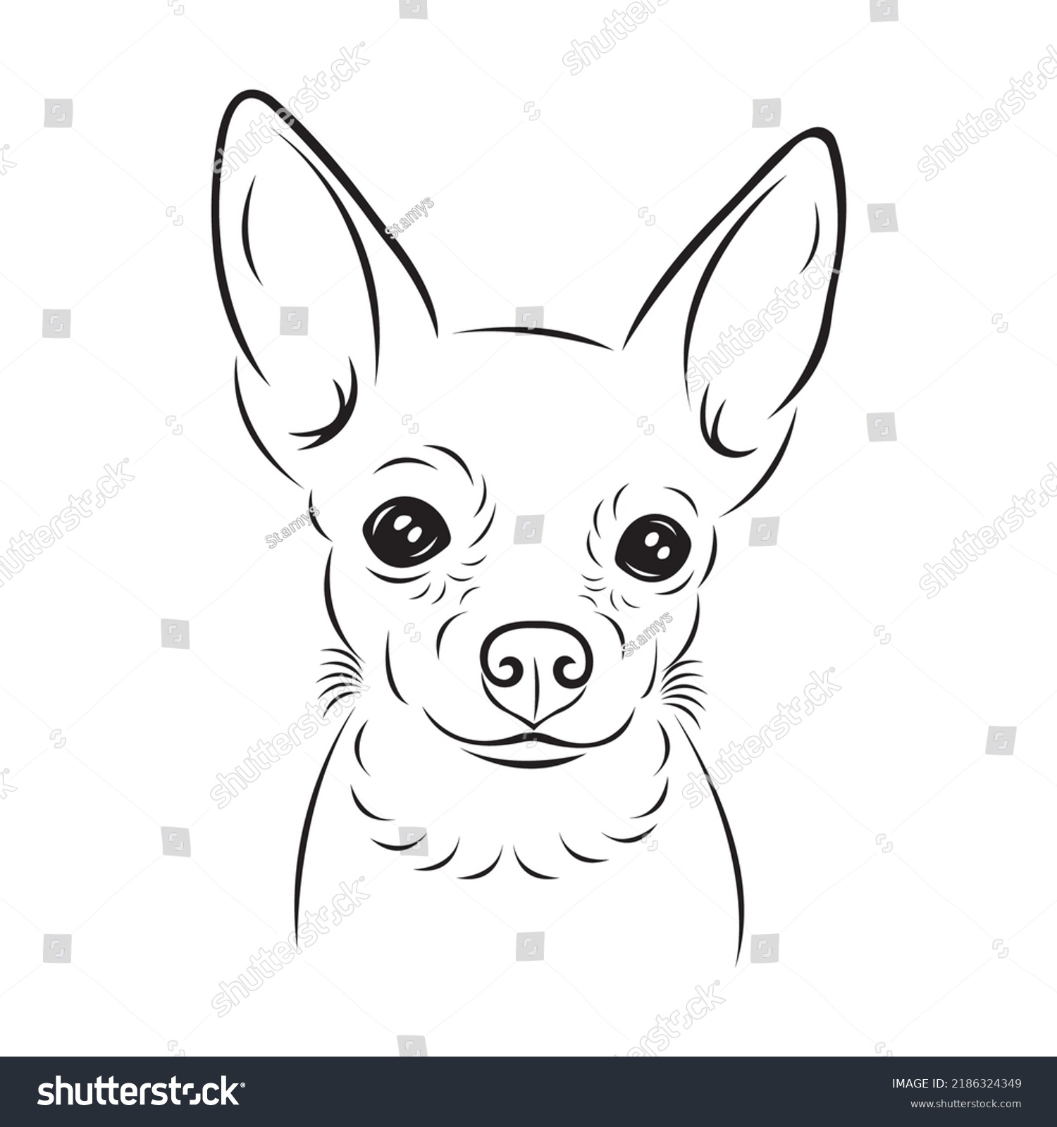 Silhouette Chihuahua Dogs Face Drawn Black Stock Vector (Royalty Free ...