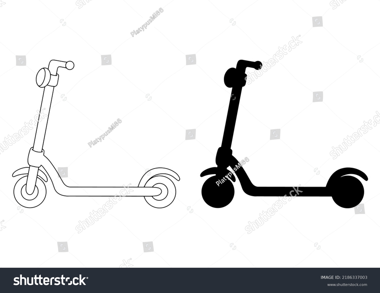 Black Silhouette Electric Scooter Design Element Stock Vector (Royalty ...