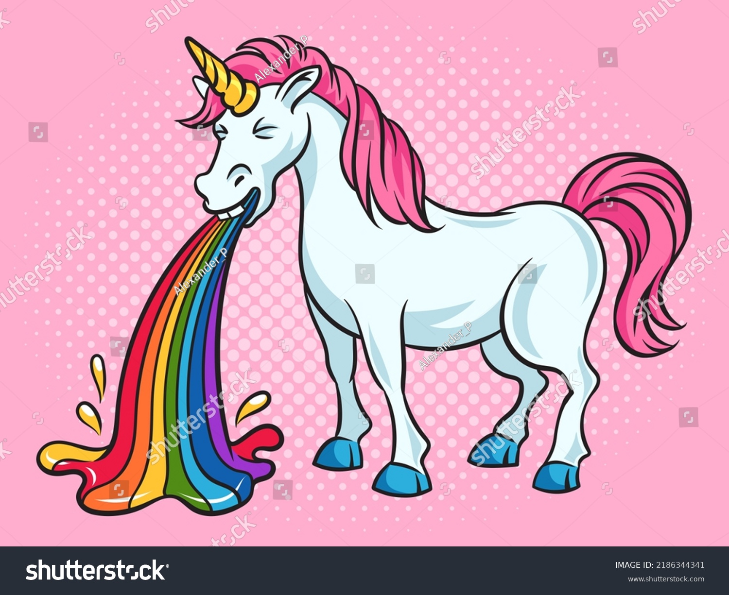 Unicorn Puke Vomit Rainbow Pop Art Stock Illustration 2186344341 ...