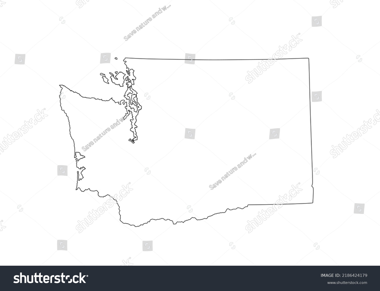 Blank Washington State Vector Map Silhouette Stock Vector (Royalty Free