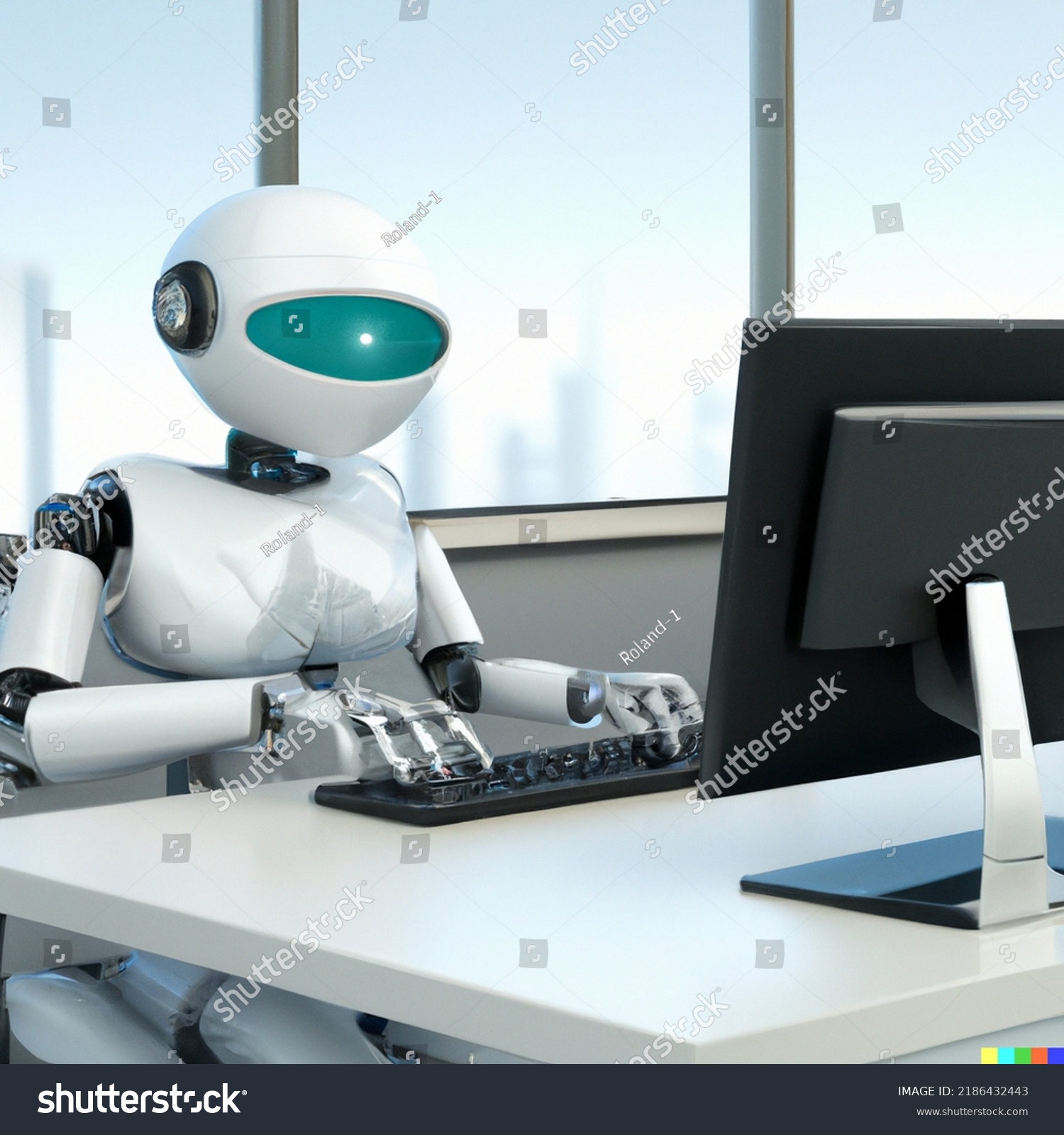 Artificial Intelligence Concept Robot Working On Stock Illustration ...