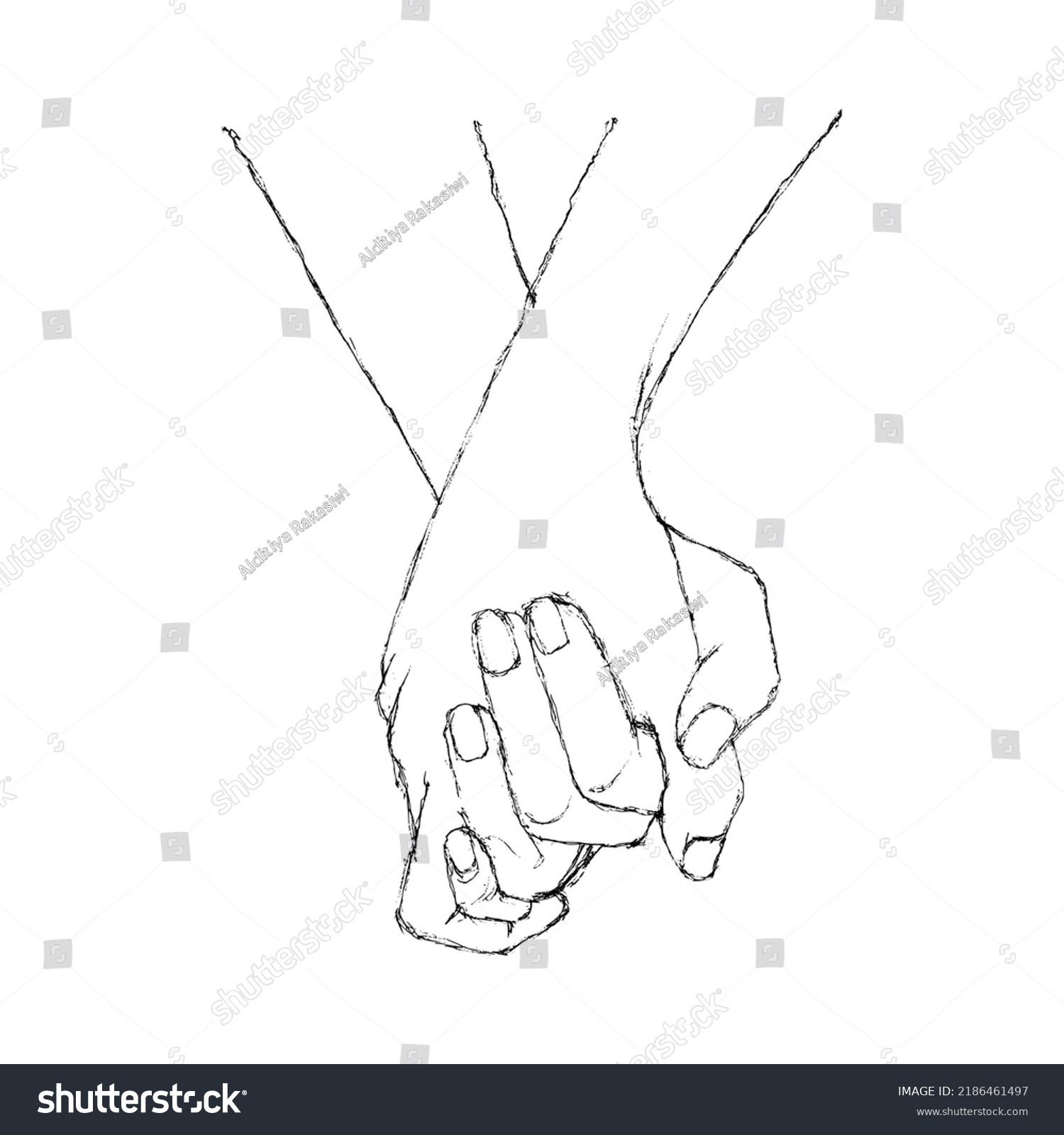 Couple Hand Holding Sketch Hand Drawn Stock Vector (Royalty Free ...