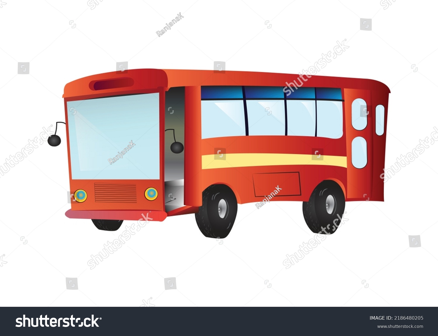 Red Cartoon Bus Cute Vehicle Vector Stock Vector (Royalty Free ...