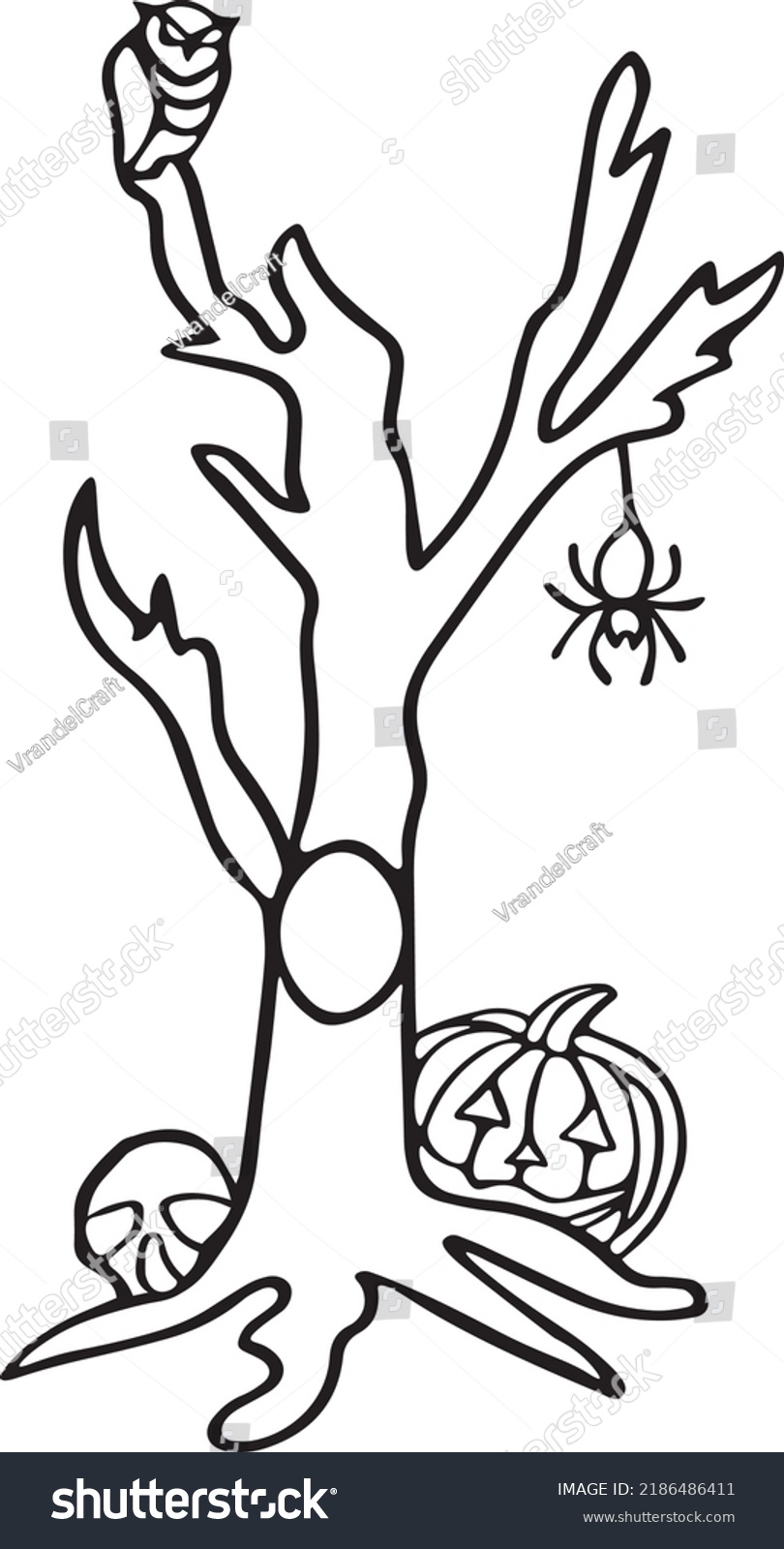 Tree Vector Clip Art Black White Stock Vector (Royalty Free) 2186486411