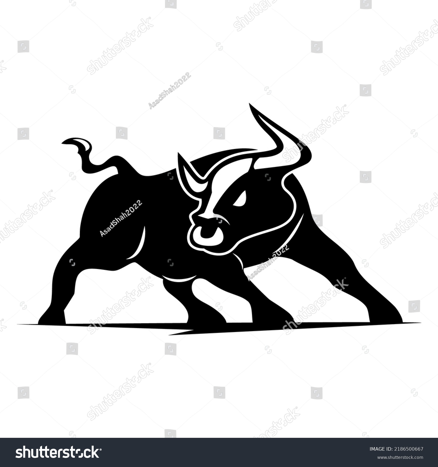 Angry Black Bull Logo Silhouette Stock Vector (royalty Free) 2186500667 