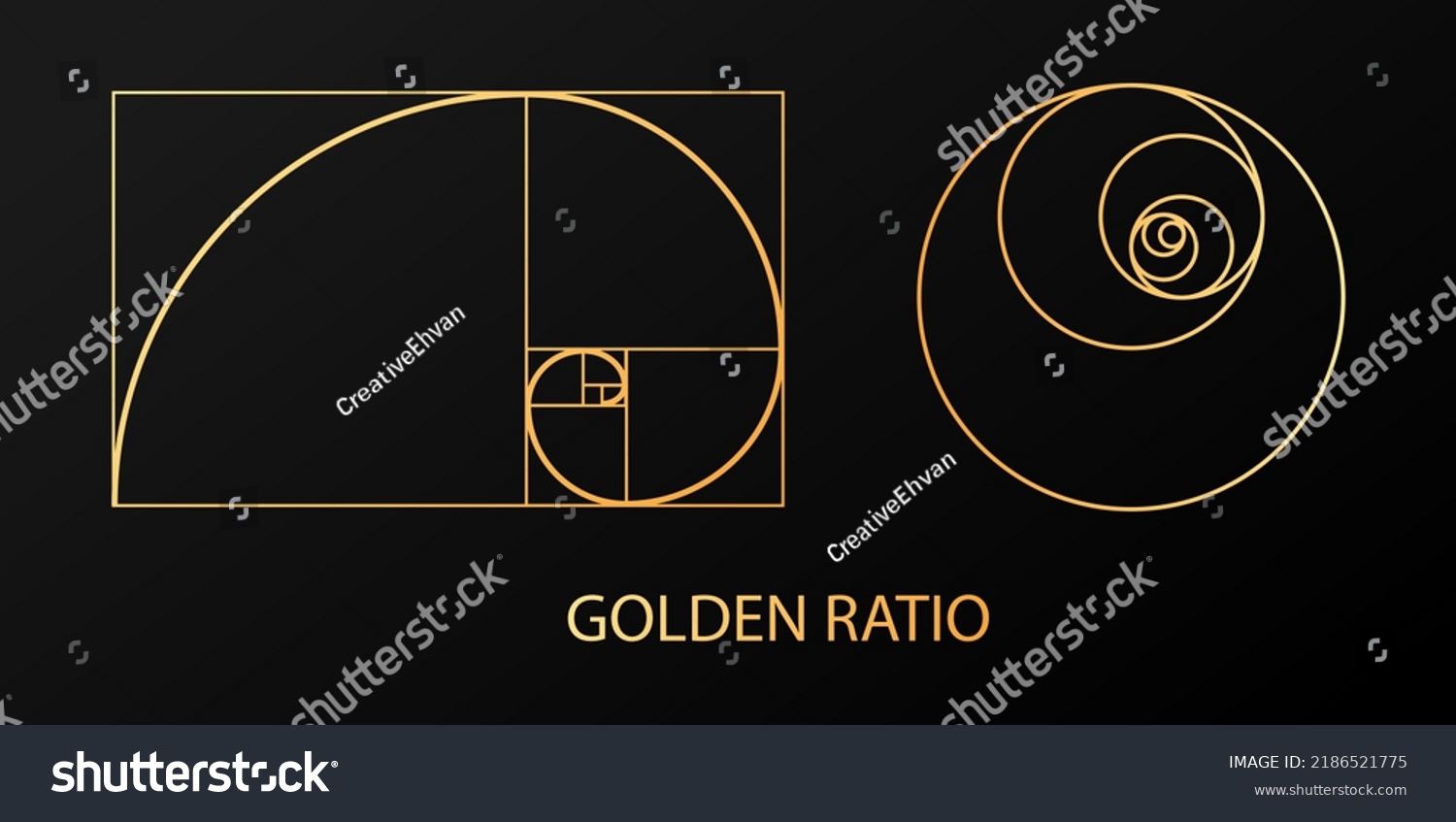 Golden Section Circle Fibonacci Sequence Spiral Stock Vector (royalty 