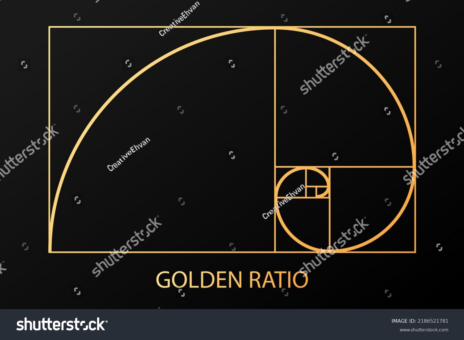 Circle Fibonacci Sequence Golden Section Spiral Stock Vector (Royalty ...