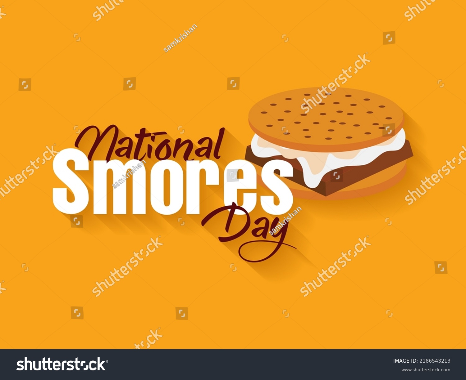 National Smores Day Poster Banner Design Stock Vector (Royalty Free