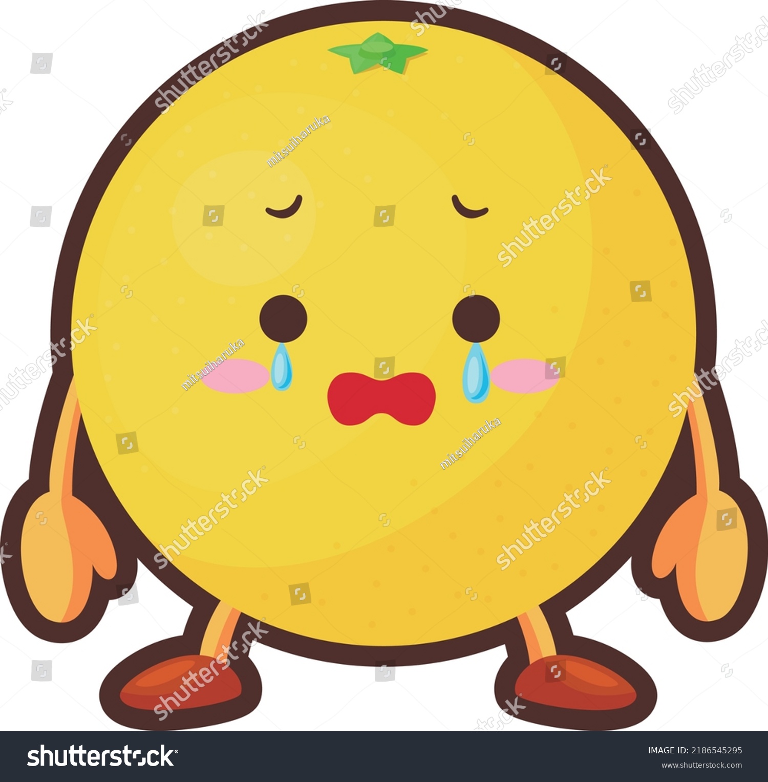 Illustration Cute Grapefruit Character Crying Stock Vector (Royalty ...