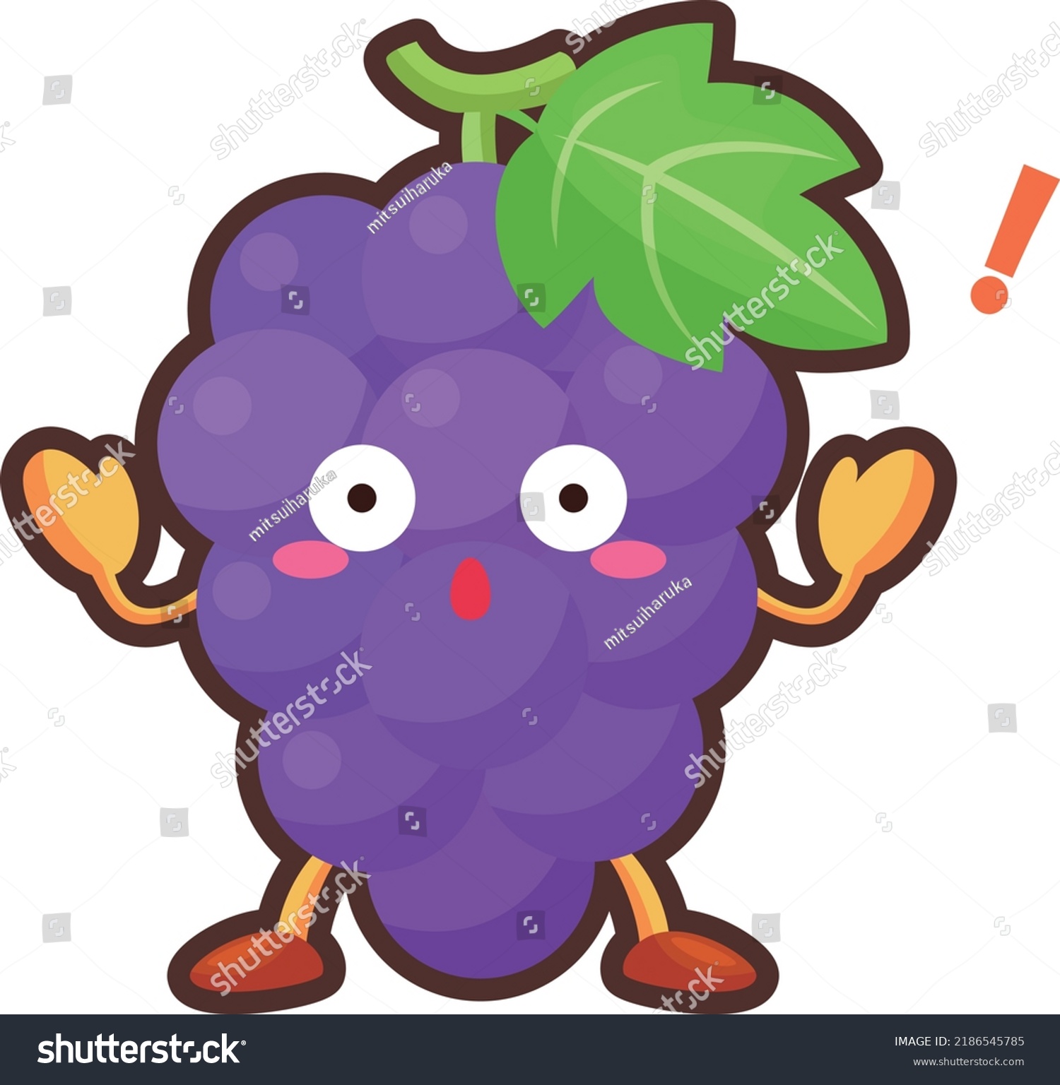 Illustration Cute Grape Character Looking Surprised Stock Vector ...