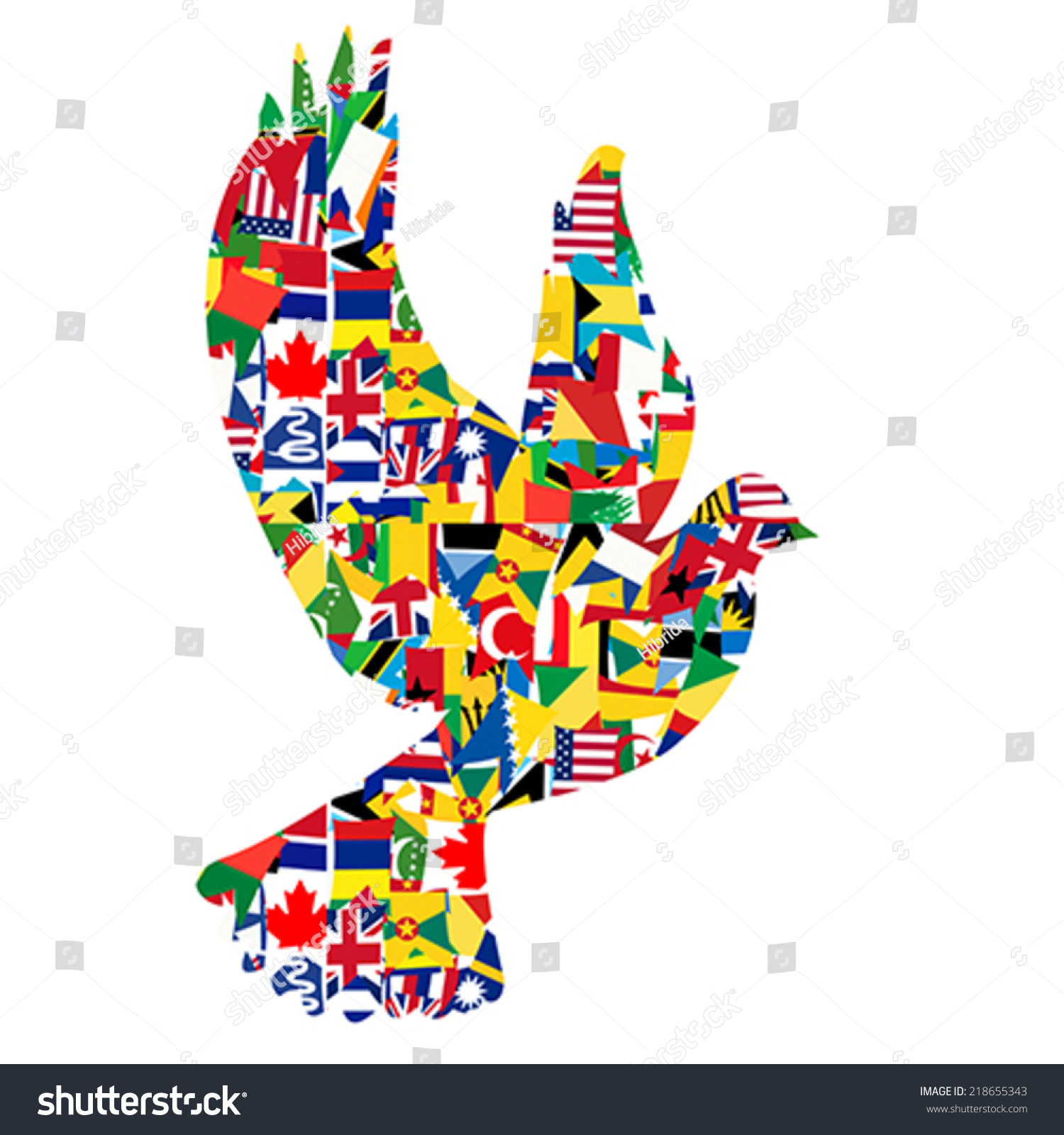 Peace Concept Dove Made World Flags Stock Vector Royalty Free