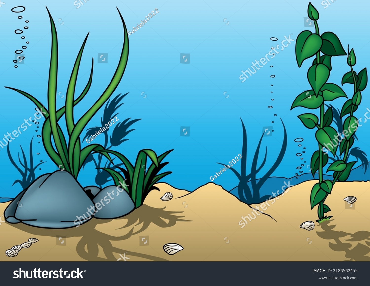 Seabed Plants Colored Cartoon Illustration Background Stock Vector ...