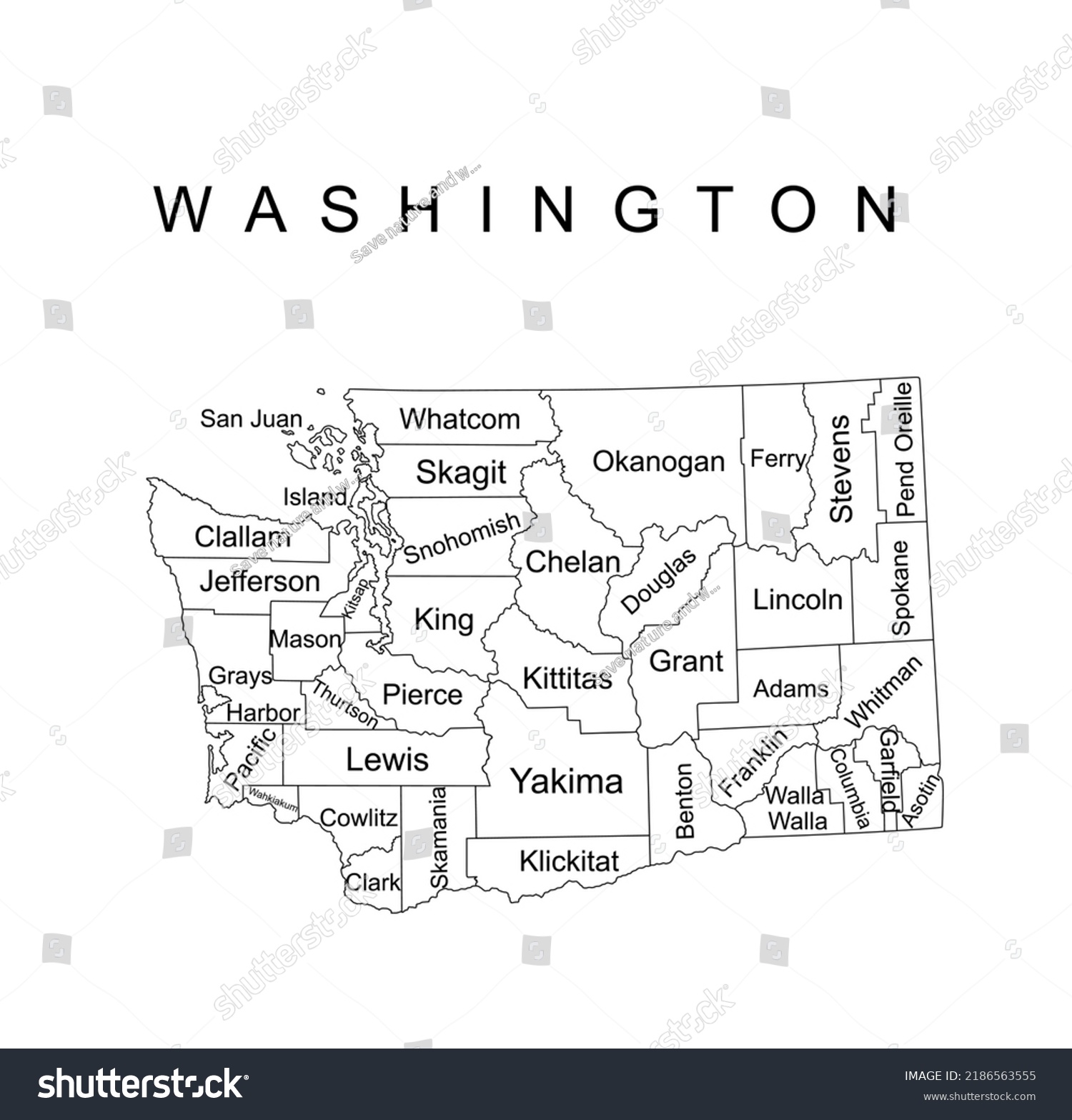 Washington State Vector Map Silhouette Illustration Stock Vector Royalty Free