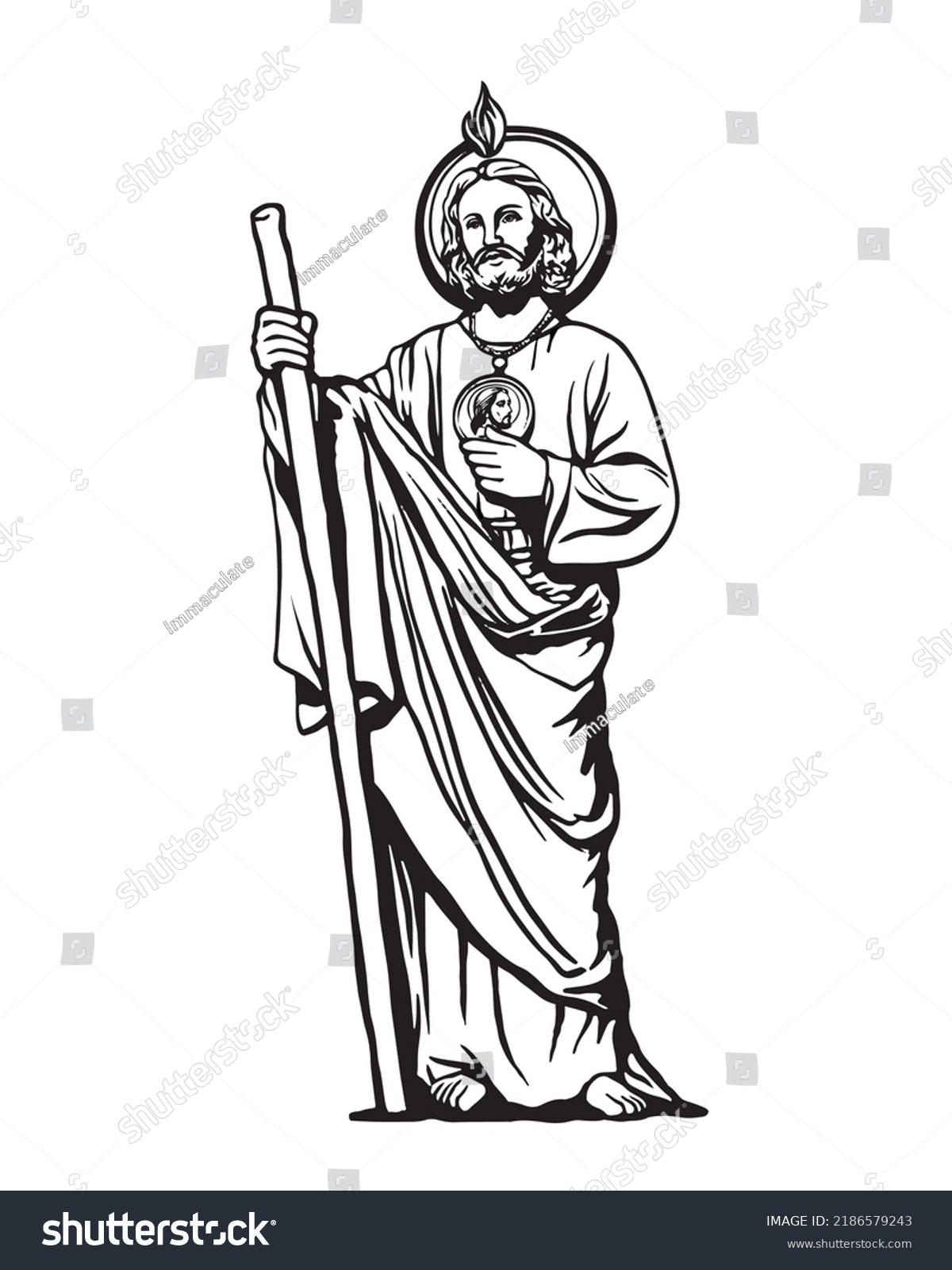 Saint Judethaddeus Apostle Jesus Christ Illustration Stock Vector