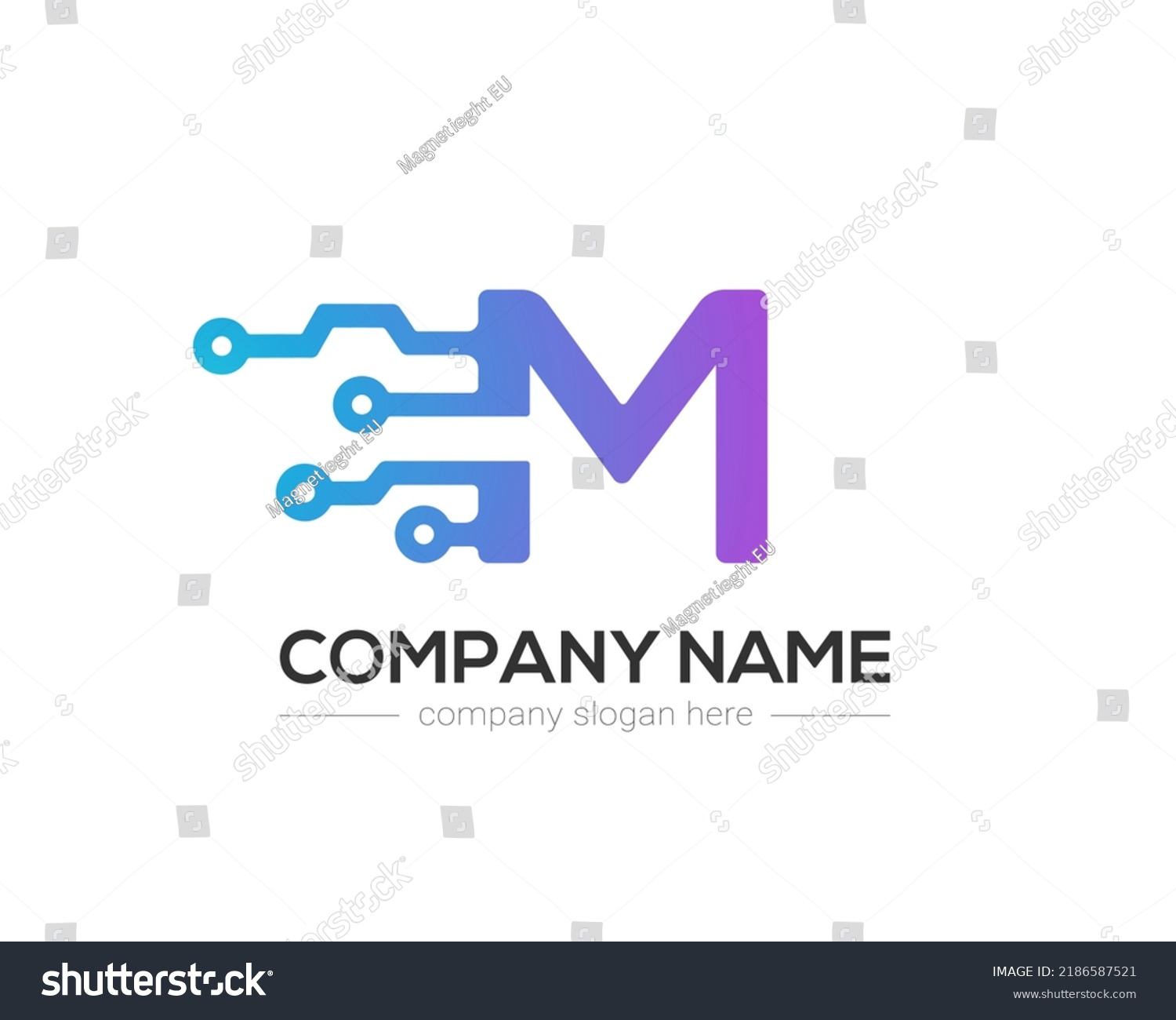 M Letter Tech Logo Design Vector Stock Vector (Royalty Free) 2186587521 ...