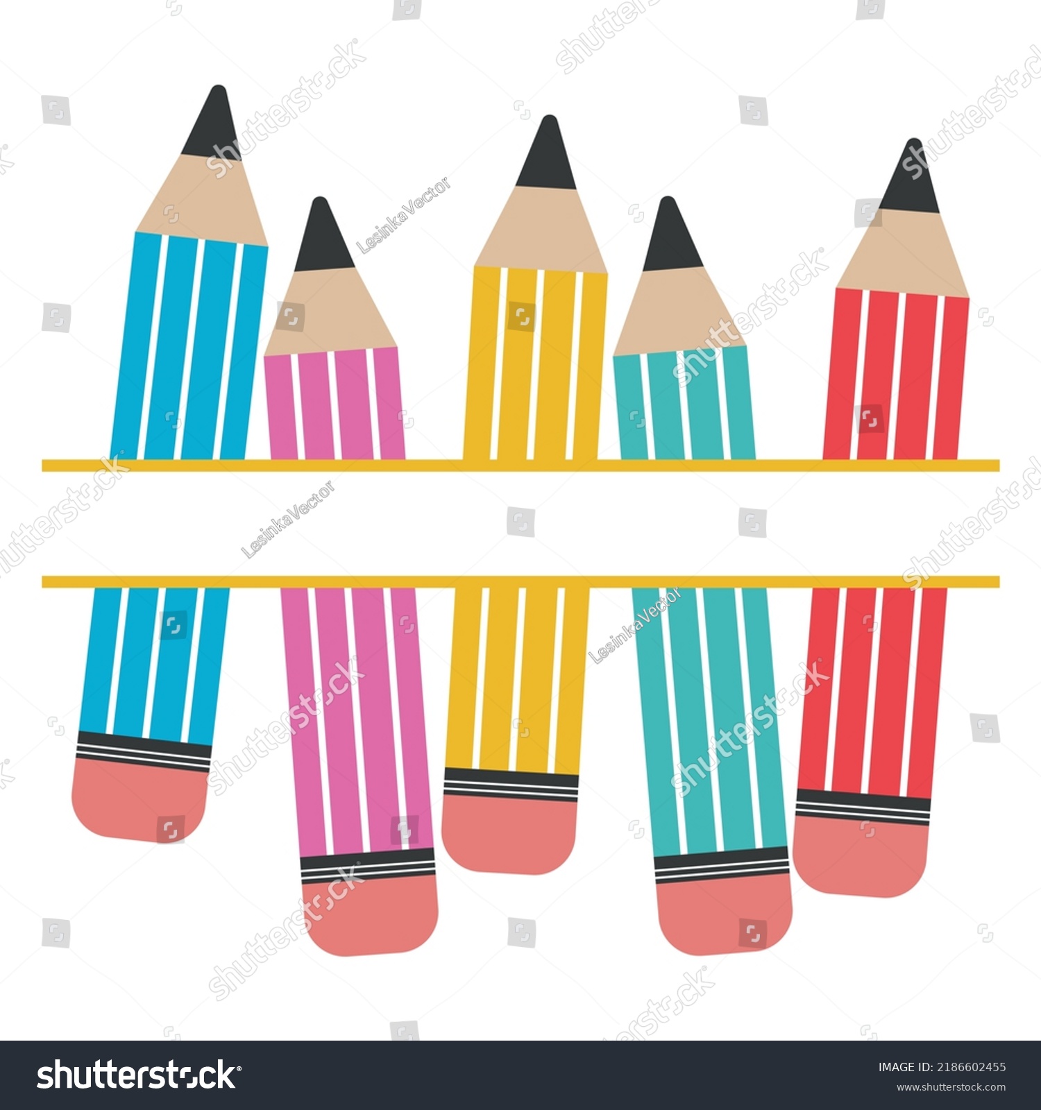 Set Colored Pencils Text Frame Color Stock Vector (Royalty Free ...