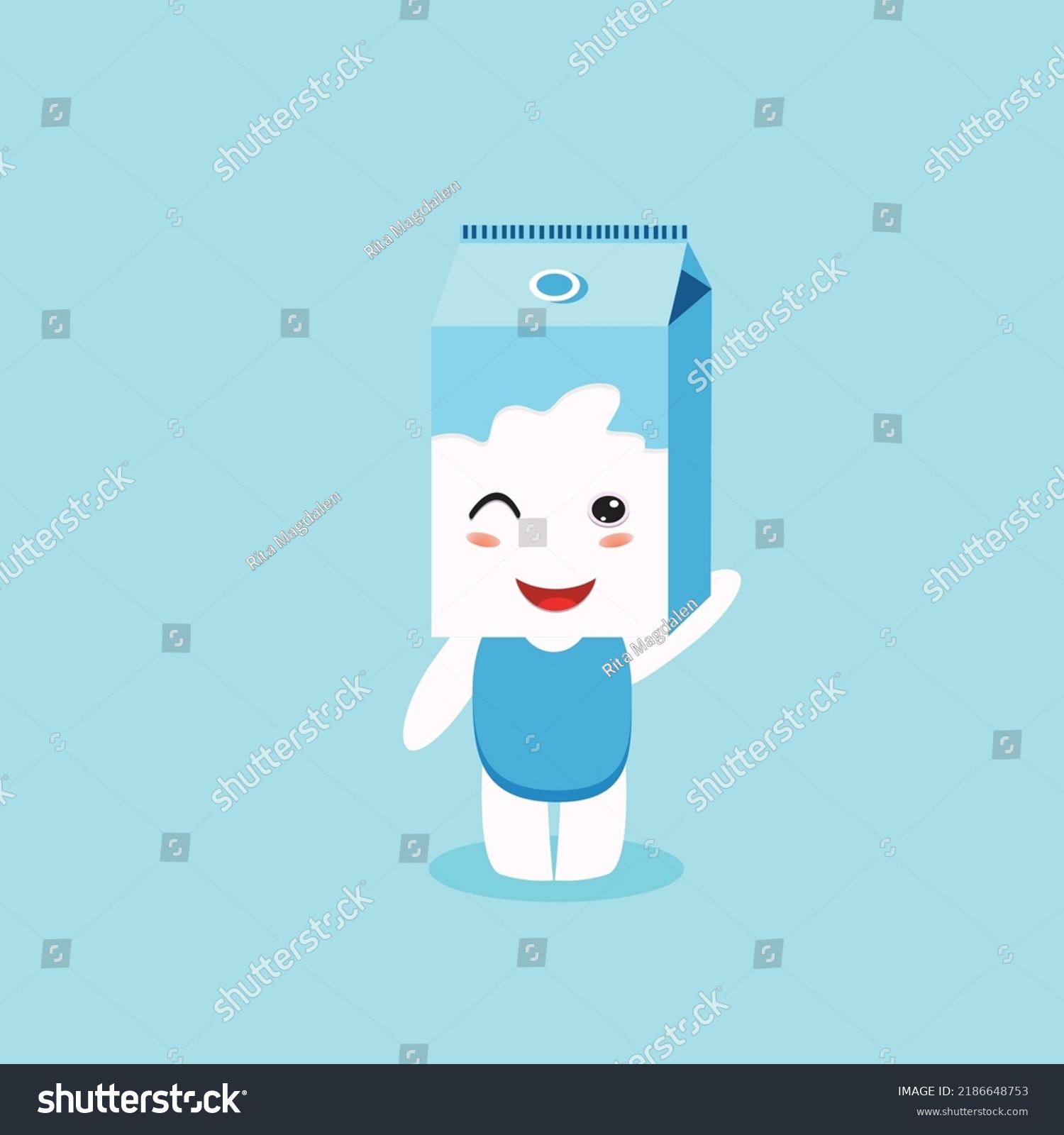 Cute Milk Cartoon Character Happy Face Stock Vector (Royalty Free ...