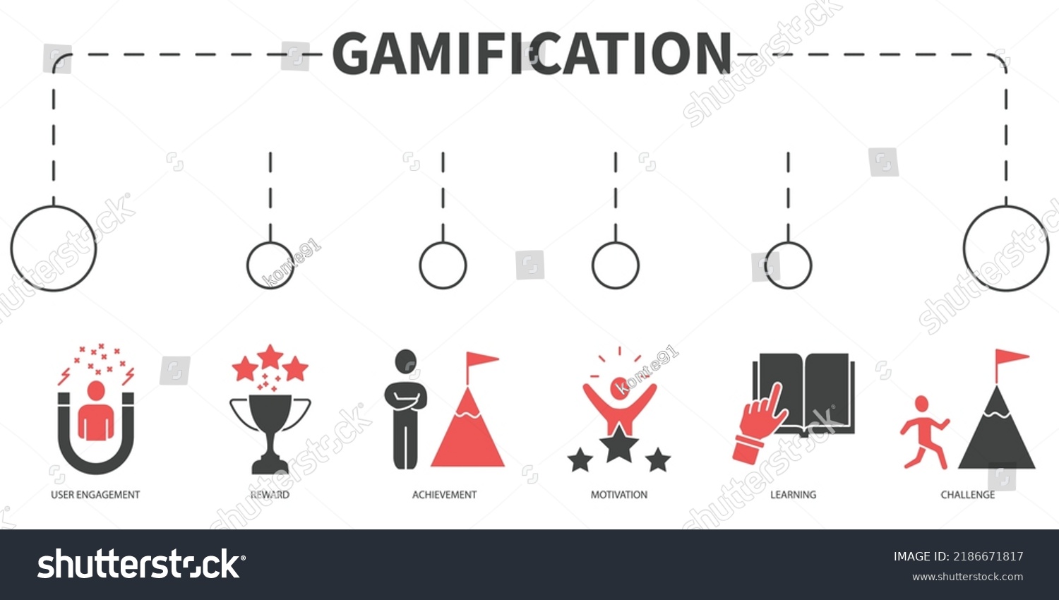 Gamification Vector Illustration Concept Banner Icons Stock Vector ...