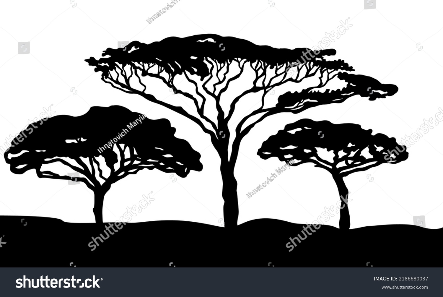 African Landscape Silhouette Vector Illustration Stock Vector (Royalty ...